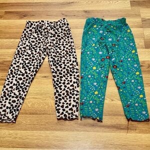 Bundle Rare Edition Girls' Leopard Print & Green Floral Leggings - size 3T